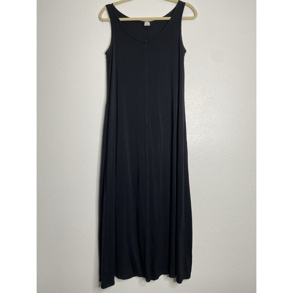 Vintage J. Crew Womens Sleeveless Midi Dress‎ Size M Black Y2K 90s